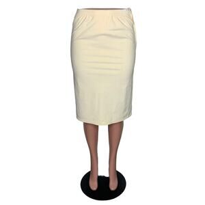Ultrasuede Forte Skirt Hidden Zipper on Side Cream Color Elastic on Waist Size 4